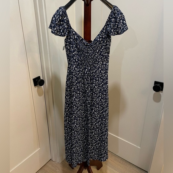 Reformation Baxley Floral Print Midi Dress In Blue Size 0 - Picture 9 of 14